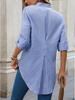 В наличии 2025 г. Повседневная полосатая рубашка с длинным рукавом и V-образным вырезом для весны и осени в европейском и американском стиле