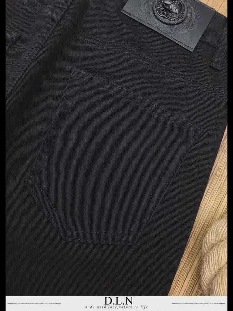 Мужские модные эластичные облегающие черные джинсы на осень и весну