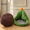 Washable Indoor Floor Pillow Christmas Tree Shaped Seat Cushion with Backrest, Soft Crystal Velvet Throw Cute Animal Shape Pillow, Decorative