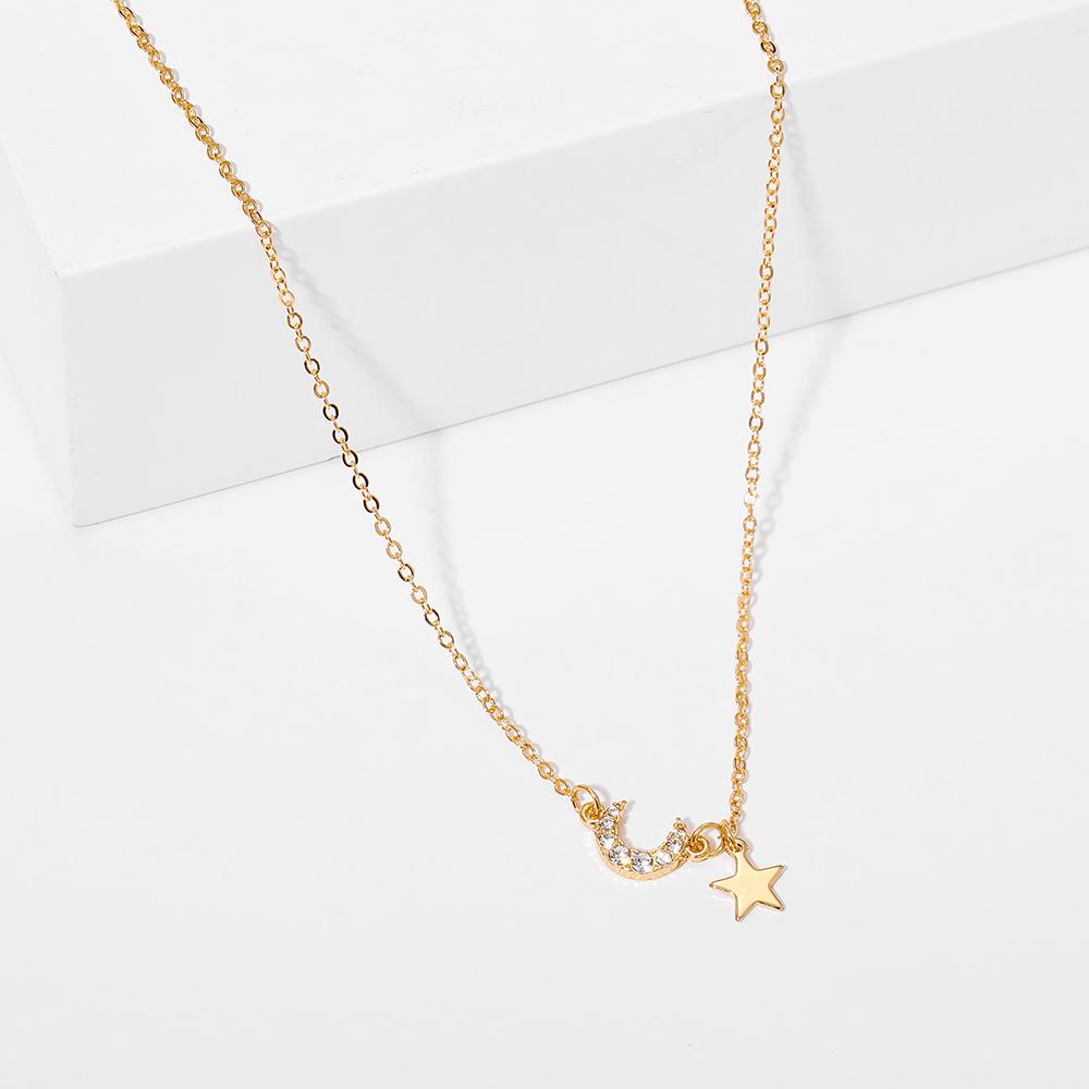 Модное простое ожерелье со звездой и луной на ключице, элегантное сладкое ожерелье-пендан, женские ювелирные аксессуары