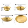 4PCS/SET Stainless Steel Outdoor Dining Plate Bowl Straw Hat Design Dessert Plate  Easy To Clean