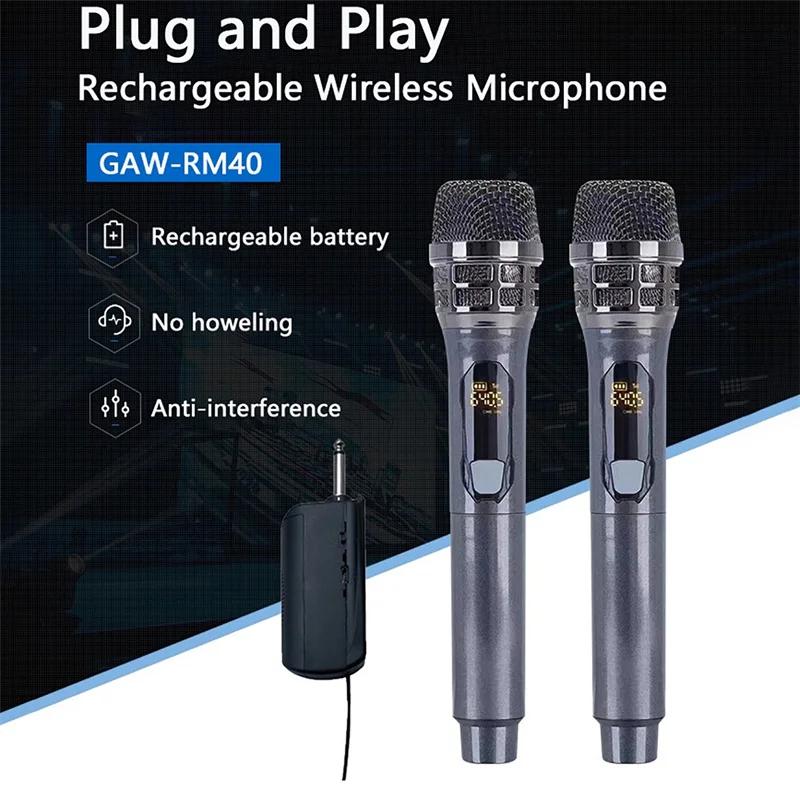 Professional Wireless Microphone 4 Channels Handheld Dynamic Karaoke Mic Band for Stage Performance DJ Party Church Show