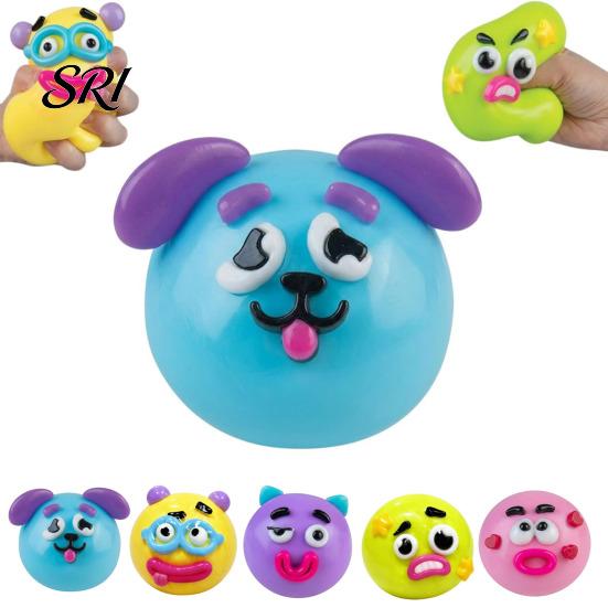 Cartoon Expression Squeeze Toy 2Pcs Dog Face Stress Relief Fidget Anti-stress Slow Rising Home Office Worker Anxiety Reduction Ball Decompression