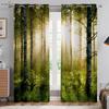 Autumn Forest Scenery Curtains, 3D Printed Curtains, Pastoral Style, Polyester Fiber, Bedroom, Living Room Decoration, 2 Pcs
