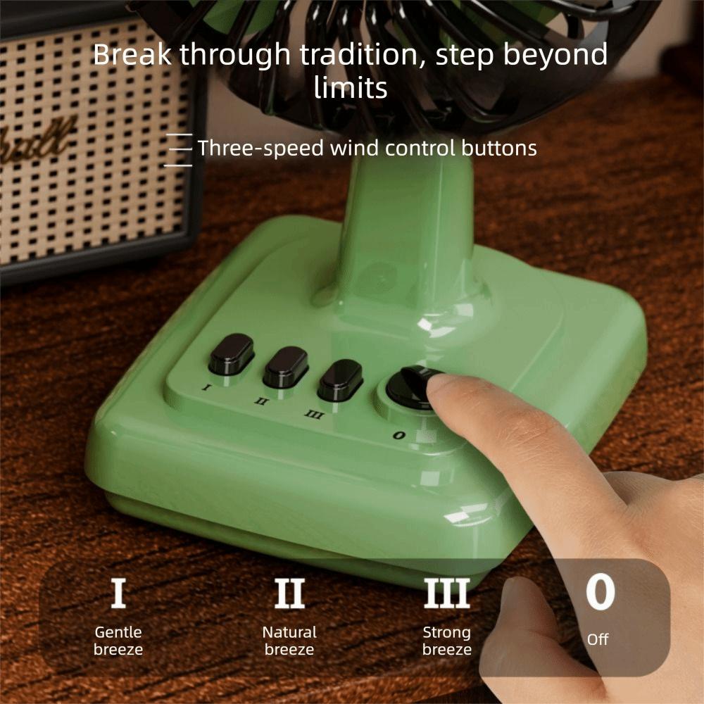Mini Rechargeable Desktop Fan Rechargeable Retro Cream Fan  Daily Cooling