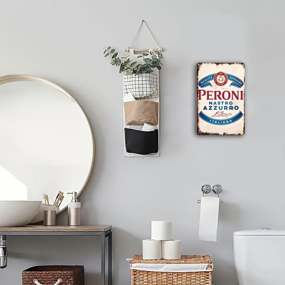 Peroni Nastro Azzurro Vintage Metal Sign - 8x12" Italian Beer Tin Plaque, Rustic Wall Decor for Bar Home, Weather-Resistant