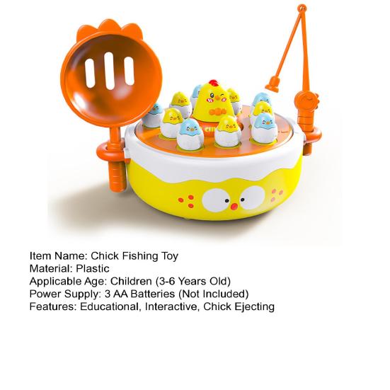 1 Набор Игрушка для запуска цыплят для рыбалки Вращающийся поворотный стол Мультяшный цыпленок Отскакивающая ловля Настольная игра Интерактивная для малышей Развивающая Электрическая Выбрасывающая животных