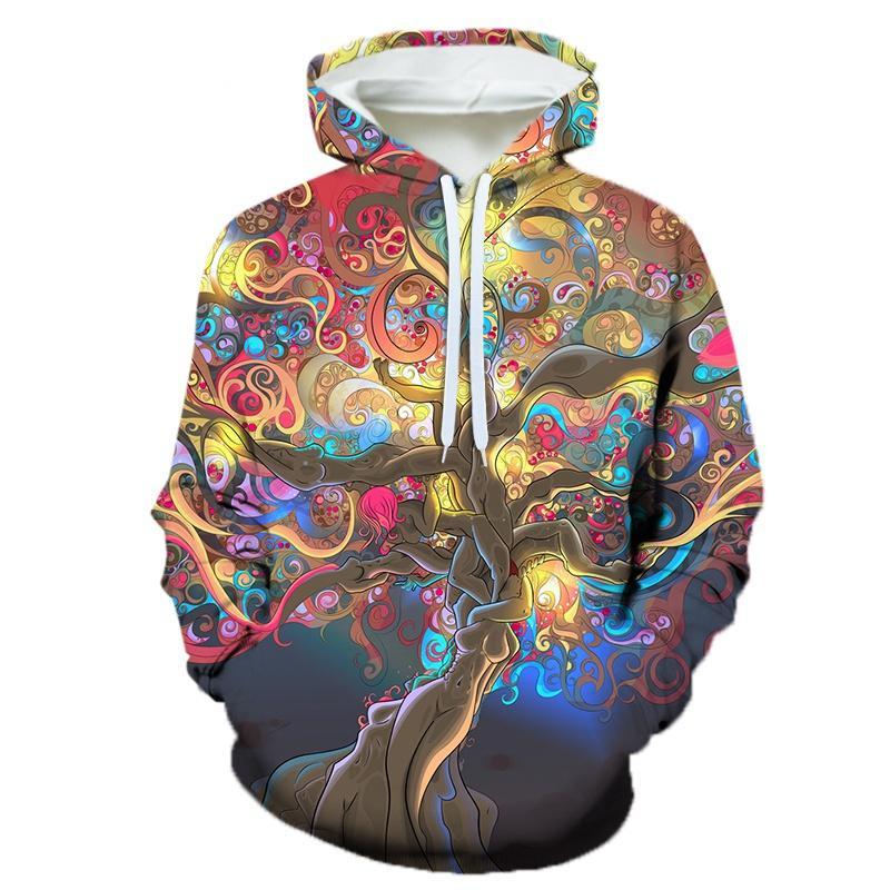 Мужской свитер Fourseason Fashion Creative Tree Psychedelic Printing 3D Fun Hooded Sweatshirt Art Casual Street Men's Sportswear