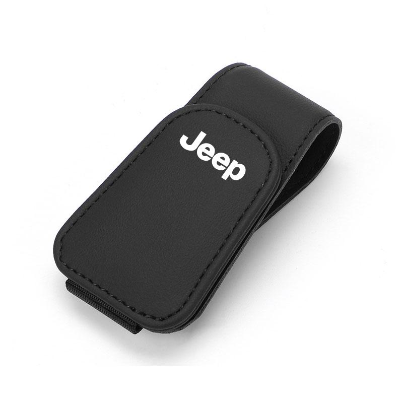 Car Glasses Sun Visor Box Auto Sunglasses Clip Card Accessories For Jeep Grand Cherokee Wrangler JK Gladiator Compass Renegade P