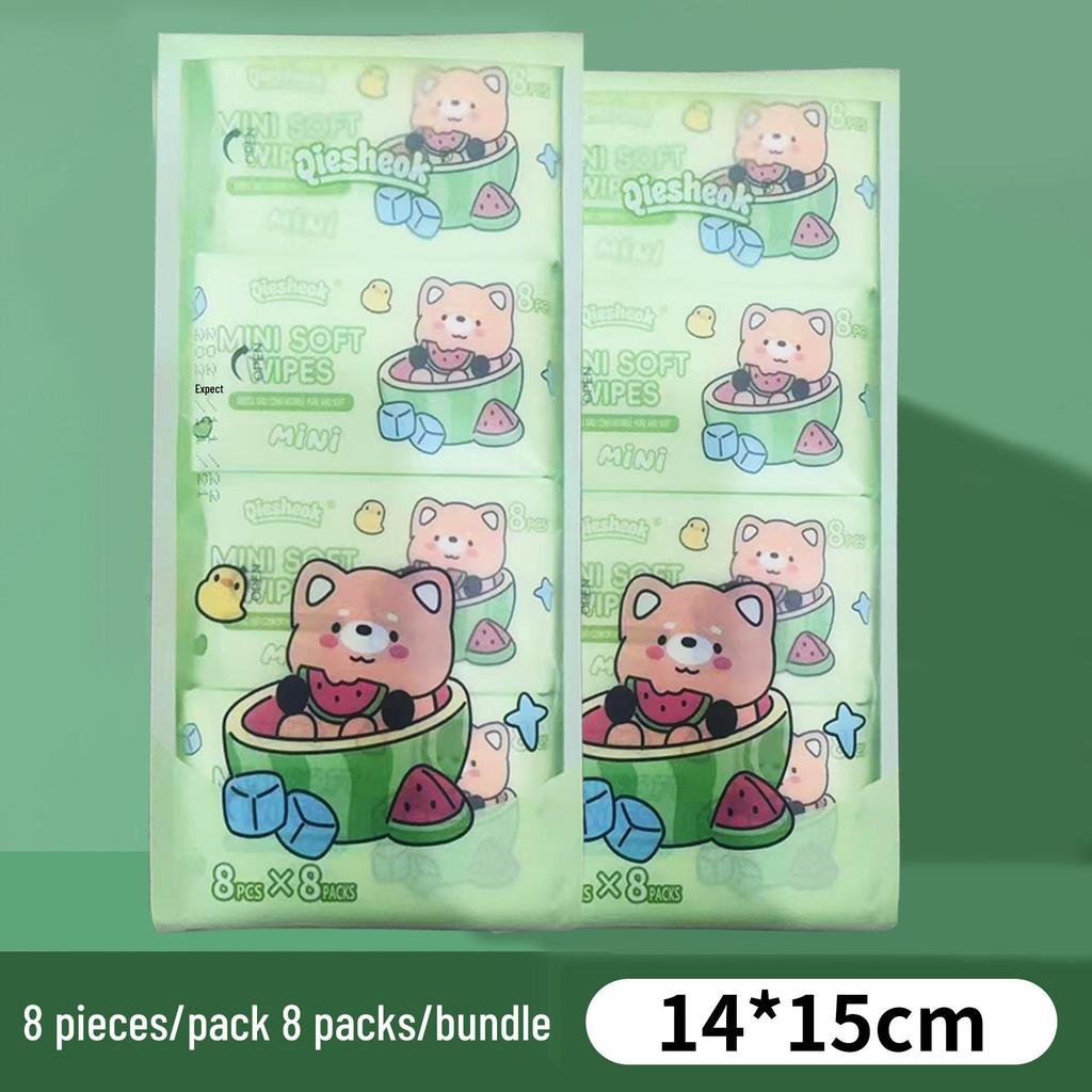 Мини влажные салфетки дорожный набор: 8 детских салфеток в упаковке, специально для детских рук