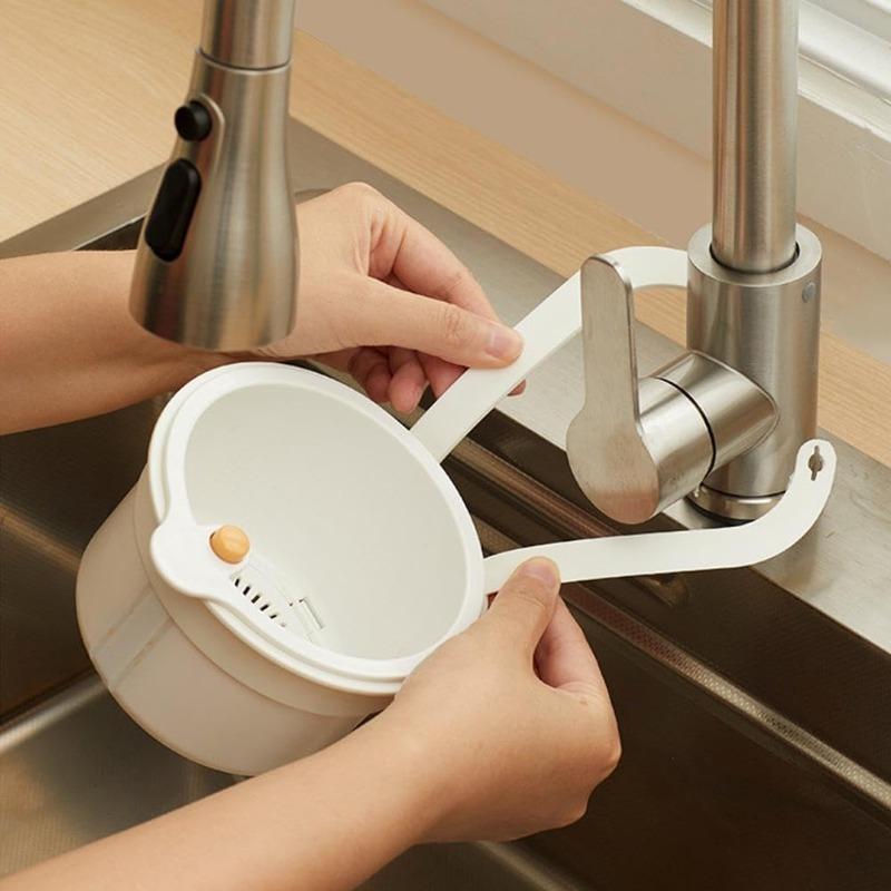 Self-Cleaning Push-Type Sink Strainer Basket - Automatic Food Waste Drain Basket with Removable Bottom, Easy Installation & Removal