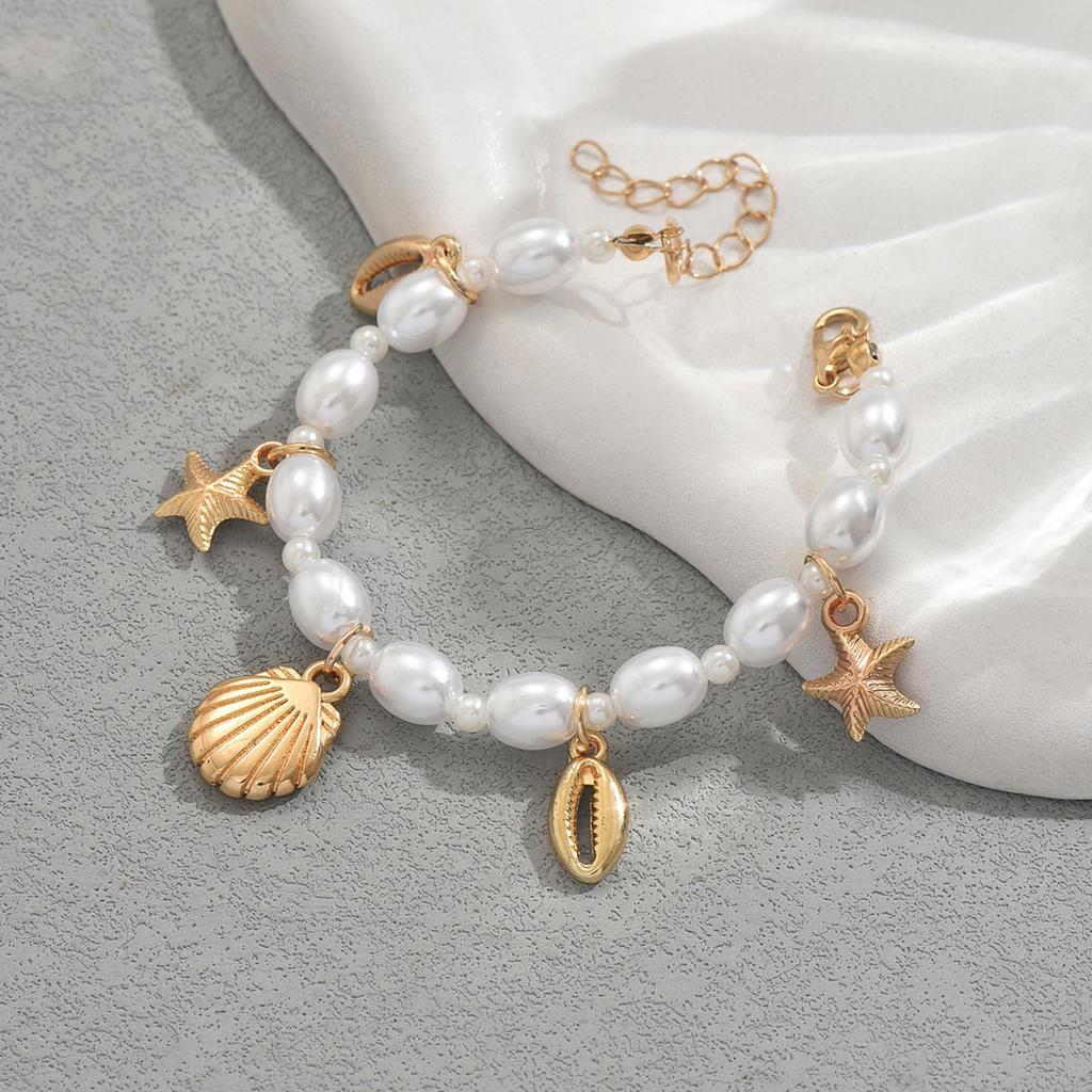 Women All Match Ocean Series Shell Starfish Pearl Bracelet