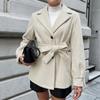 Thick woolen coat women's autumn and winter new loose medium and long straps waist woolen coat