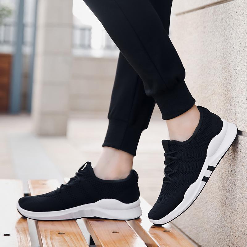 Четыре сезона настоящая летающая тканая мужская обувь, повседневная дышащая обувь, кроссовки на плоской подошве, студенческая дорожная обувь