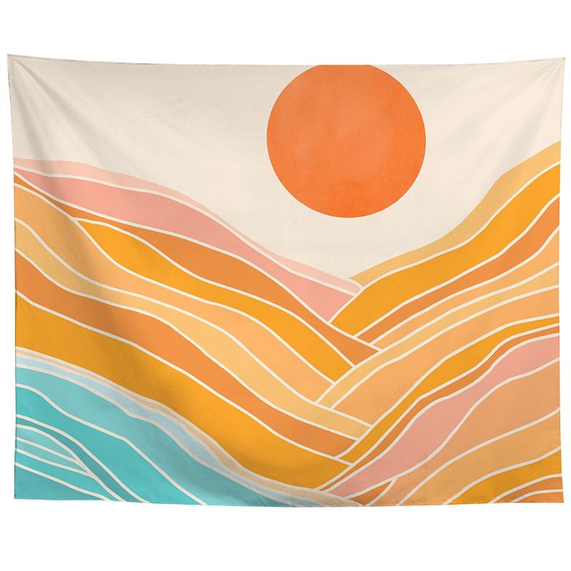 Акварель Море Закат Тропический Лес Печать Гобелен Растения Абстрактный Пейзаж Гостиная Спальня Домашний Декор