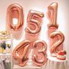 32-Inch Rose Gold Large Digital Aluminum Film Balloon, Children'S Birthday Decoration Baby Birthday Party Arrangement Balloon