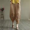 Women Pants Casual Harem Pants Summer Vintage Flower Embroidered Bloomers Ankle-Length Lantern Pants