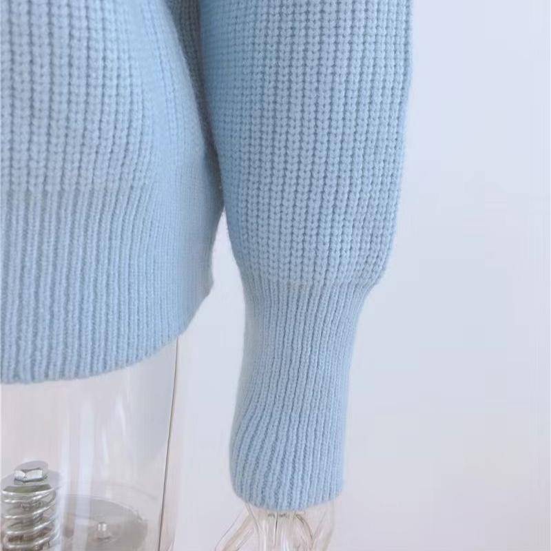 IHUASU Женский осенне-зимний свободный свитер с высоким воротом, однотонный свитер большого размера