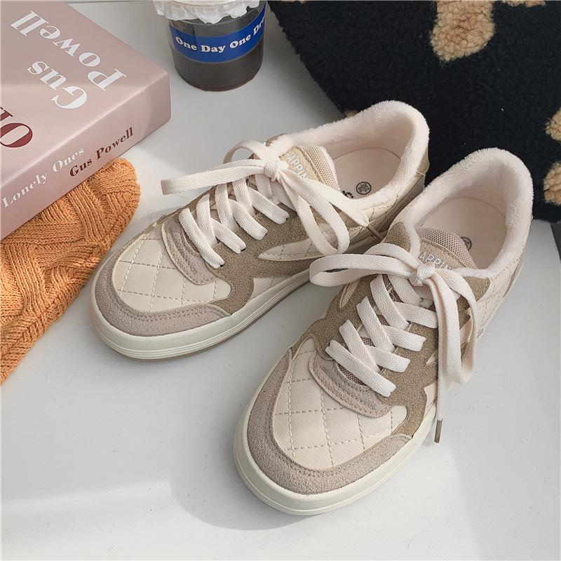 Зимние кроссовки женские короткие плюшевые теплые повседневные туфли дизайнерский бренд весна новые высококачественные парусиновые туфли на платформе вулканизированные женские