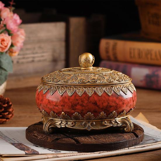 Винтажная шкатулка для украшений с крышкой, большой емкости, пылезащитная, элегантный декоративный органайзер, овальная шкатулка для безделушек