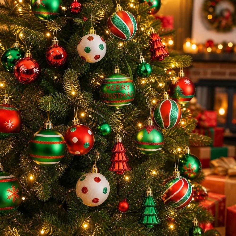 42Pcs/Set Creative Christmas Tree Balls Shiny Xmas Baubles Durable Christmas Ball Showcase