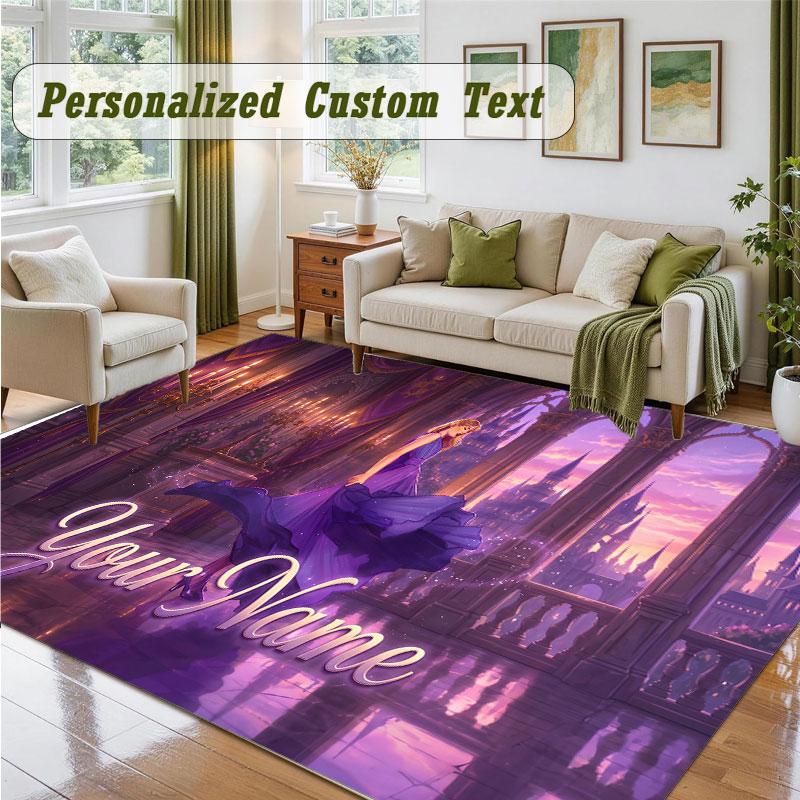 Crystal Velvet Square Rug Custom NameTaylor Swift Pattern Non Slip Home Floor Decor Rug