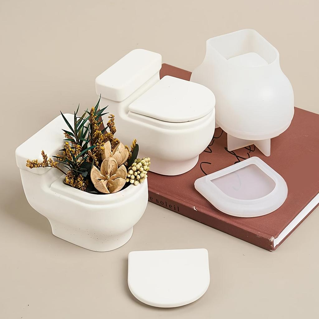 Силиконовая форма для литья смолы для подсвечника и хранения - Форма унитаза, форма для рукоделия своими руками для энтузиастов домашнего декора и мастеров - Многоцелевая
