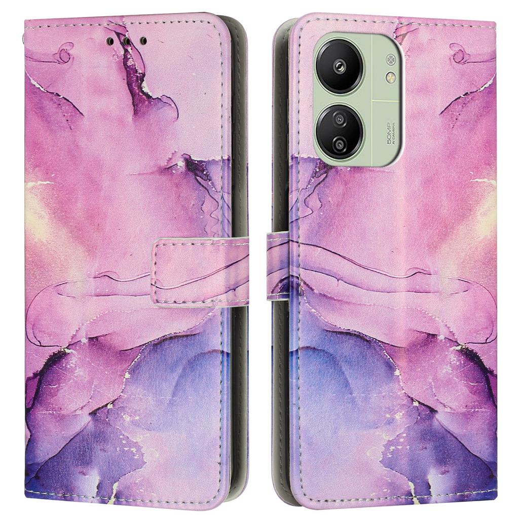 Чехол-подставка для Xiaomi Redmi 13C 5G/13C 4G/Poco C65 4G/Poco M6 5G/Redmi 13R 5G с мраморным узором из ПУ кожи, кошелек, чехол для телефона