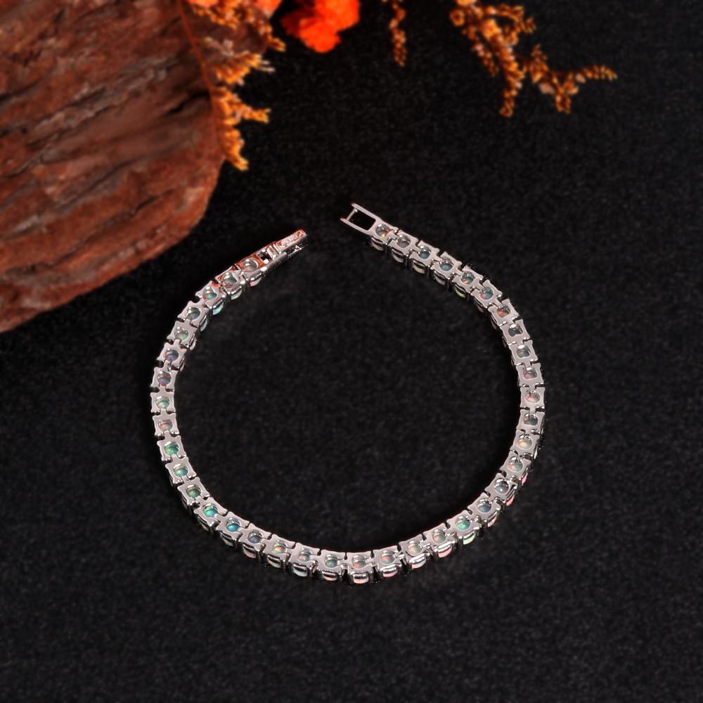 Великолепный насыщенный цвет, натуральный опал, круглый браслет с драгоценными камнями 4,0 мм, серебро S925, изысканные ювелирные изделия, женская одежда для юбилеев, помолвок и банкетов