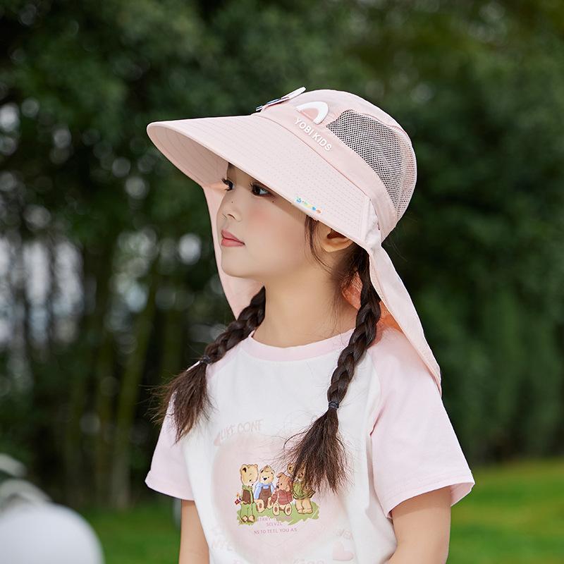 Children's Hat Summer Cartoon Sun Protection Sun Hat Face Protection UV Mesh Breathable Boy and Girl Shawl Hat