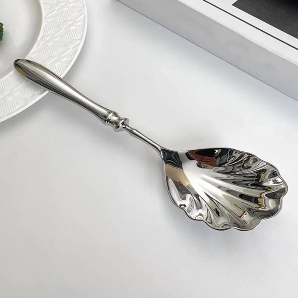 French Stainless Steel Spoons Shell Shape Soup Spoon Creative Dessert Spoons  Restaurant