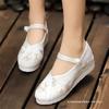 Old Beijing Cloth Shoes Women's Slope Heel Single Shoes Retro Ethnic Style Chinese Cheongsam Embroidered Shoes Inner Height Increase Daily Hanfu Shoes