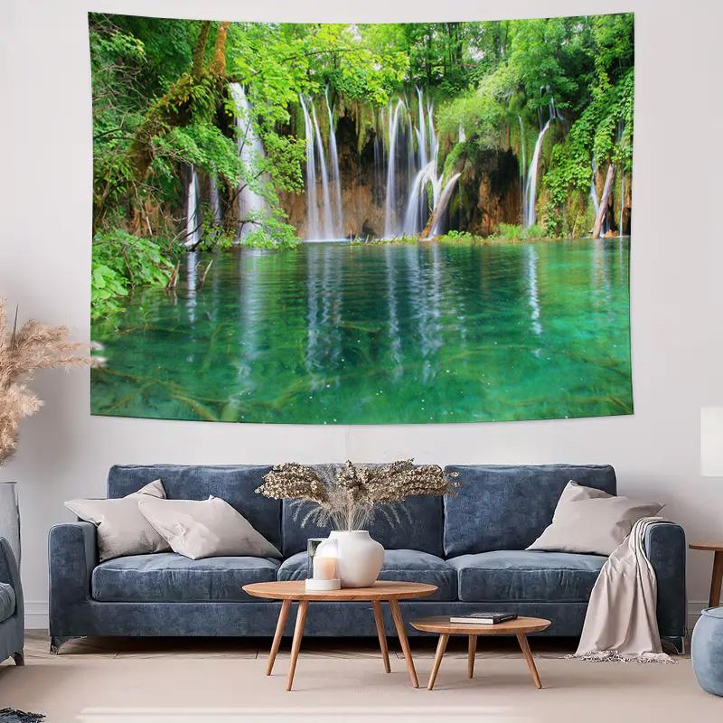 Natural Beauty Forest Waterfall Murals Tapestry  Cloth Wall Hanging