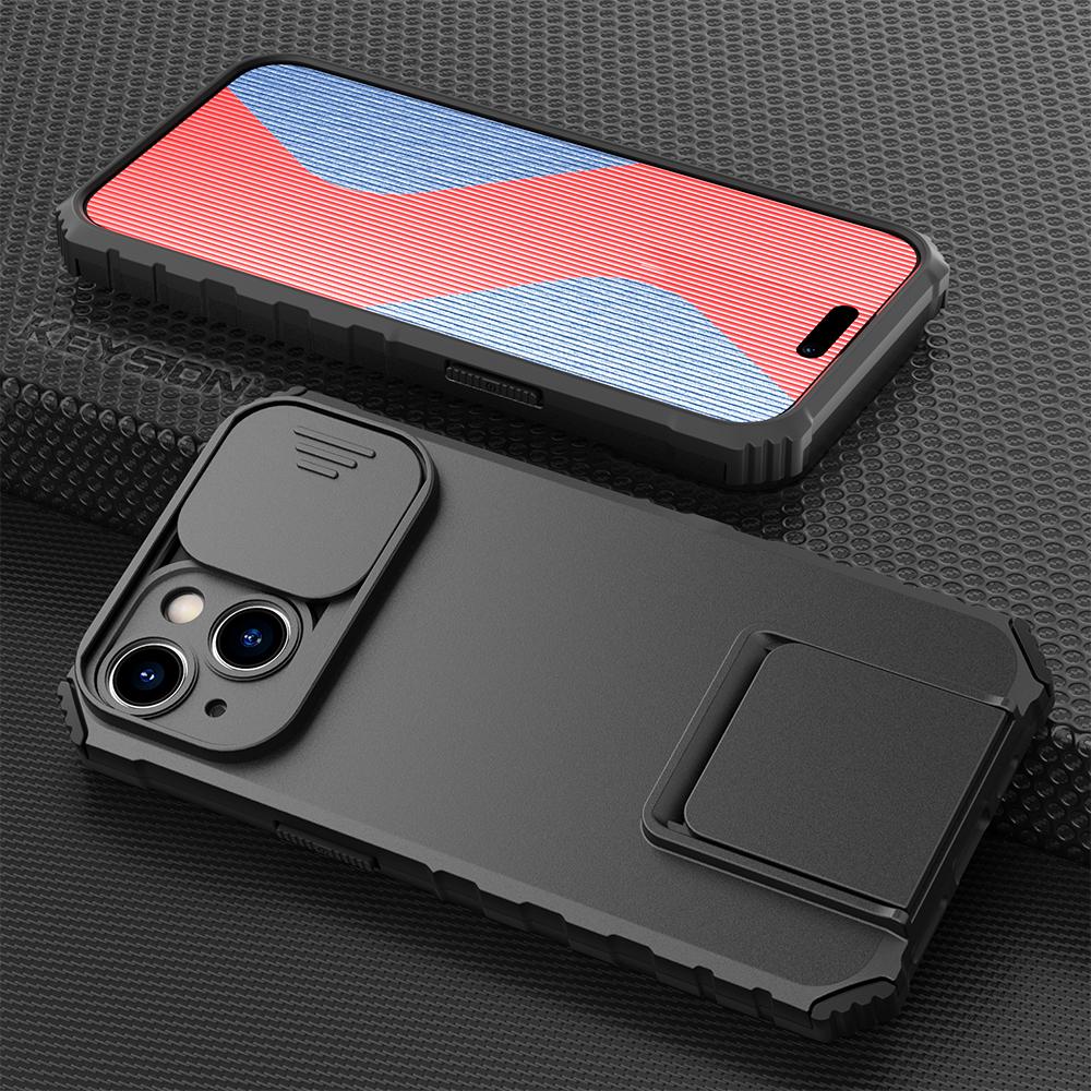 KEYSION Противоударный чехол для iPhone 15 Pro Max 15 Plus, защита слайд-камеры, чехол для телефона с подставкой для iPhone 14 13 12 11 Pro