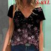 S-8XL Plus Size T-shirt Women T-shirt Floral Pattern 3d Print Tshirt Fashion V-Neck Short Sleeve Tshirt Summer Casual Tops Tees