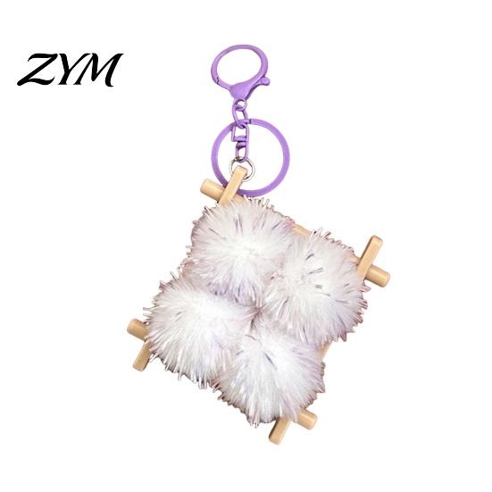 Lightweight Key Ring Fermented Bean Curd Plush Keychain, Fluffy Doufu Bag Decoration Keychain Charm with Keyring, Backpack Handbag Purse Accessories