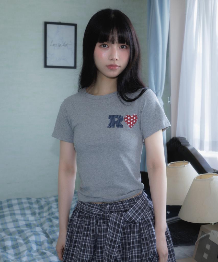 ROSEFRANTZ Dot Heart Cotton T-Shirt [Gray]