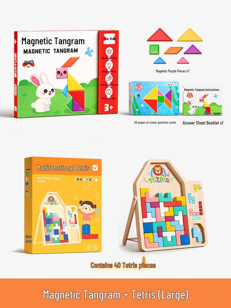 Магнитная головоломка Танграм для детей 3-6 лет - Развивающая игрушка для детей первого класса и детского сада