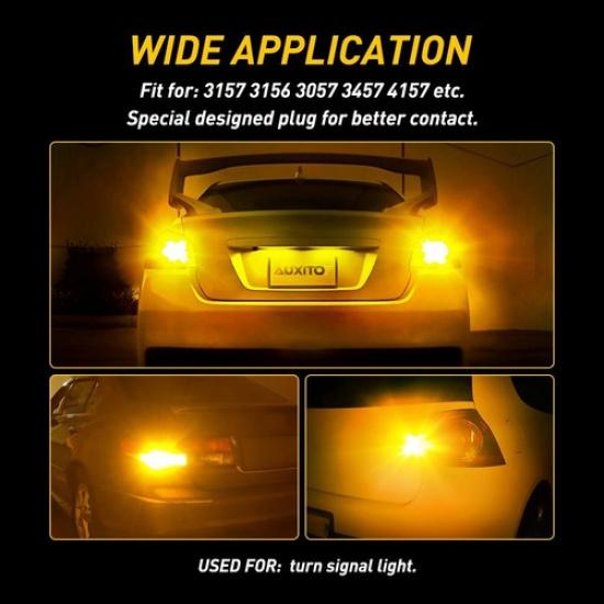 AUXITO LED Bulbs 3157 2X Signal Amber Indicator 3156 Light T25 Turn 3057 4157