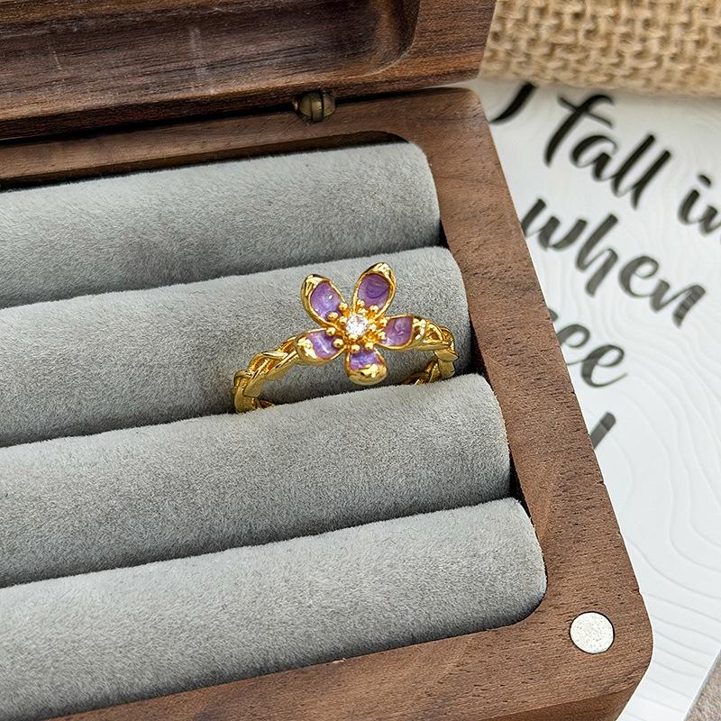 Милое эмалированное кольцо с наслоением, с капающим маслом, в виде цветка, темпераментное, открытое, женское, модное, нишевый дизайн, ощущение легкой роскоши