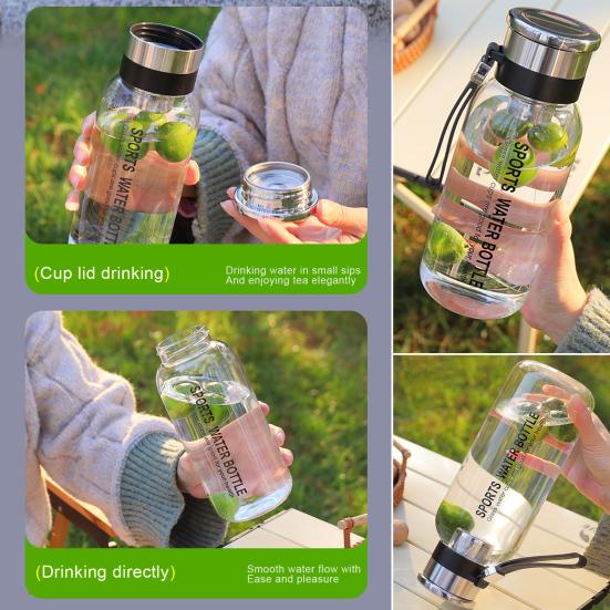 Бутылка для воды из боросиликатного стекла с широким горлом, не содержит BPA, пищевой термостойкий герметичный чайник для питья, контейнер для воды с крышкой