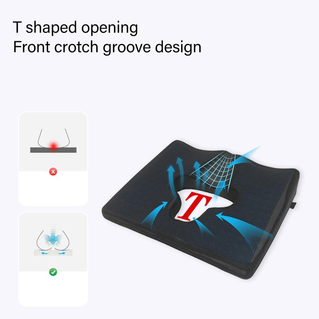Подушка из пены с Т-образным вырезом, моющаяся, треугольная наклонная плоскость, сиденье из пены с эффектом памяти с гелевым слоем для пожилых лежачих больных, черная