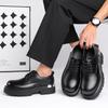 Мужские новые кожаные туфли дерби Высокое качество Минималистичный стиль Досуг Бизнес Черные Толстая подошва Повседневная мода и Универсальные