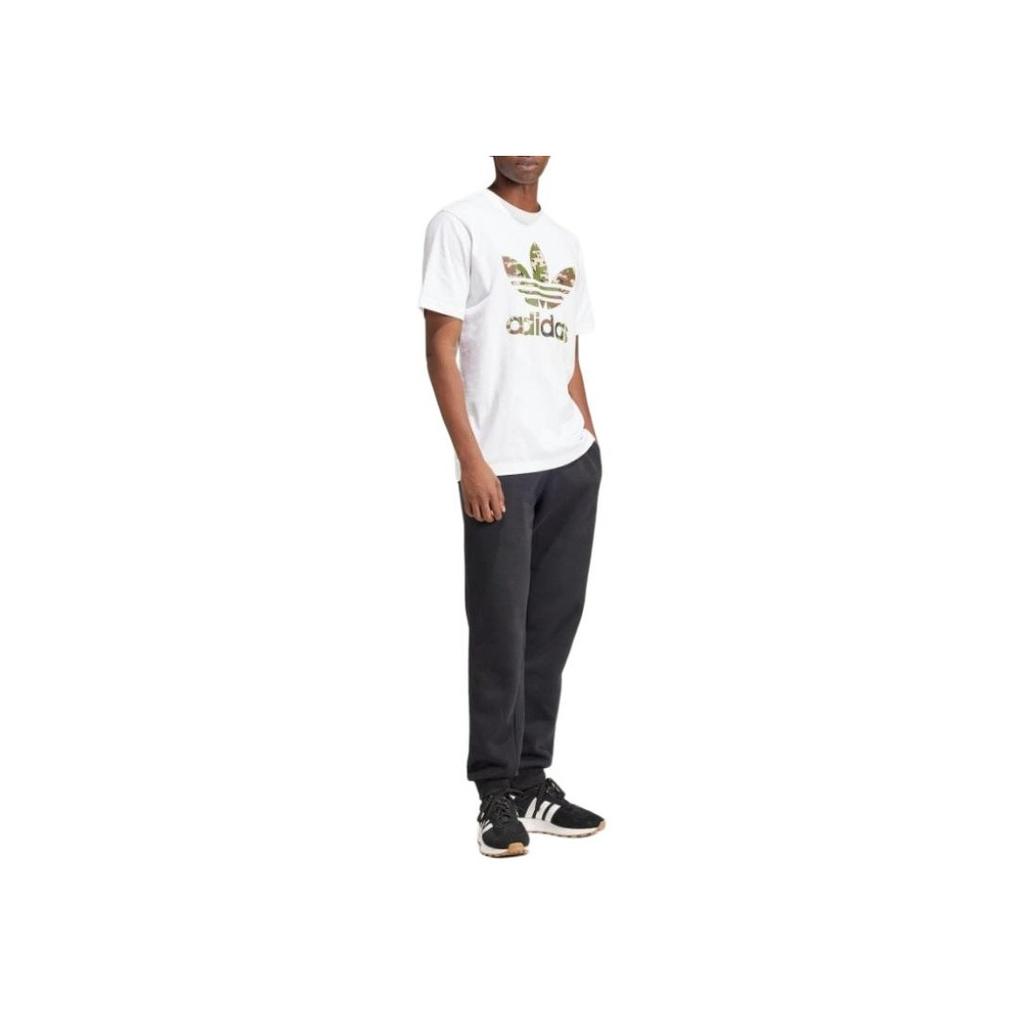 adidas Футболка с коротким рукавом Originals Letter Logo Print Round Neck, свободная, мужская, белая IS2894