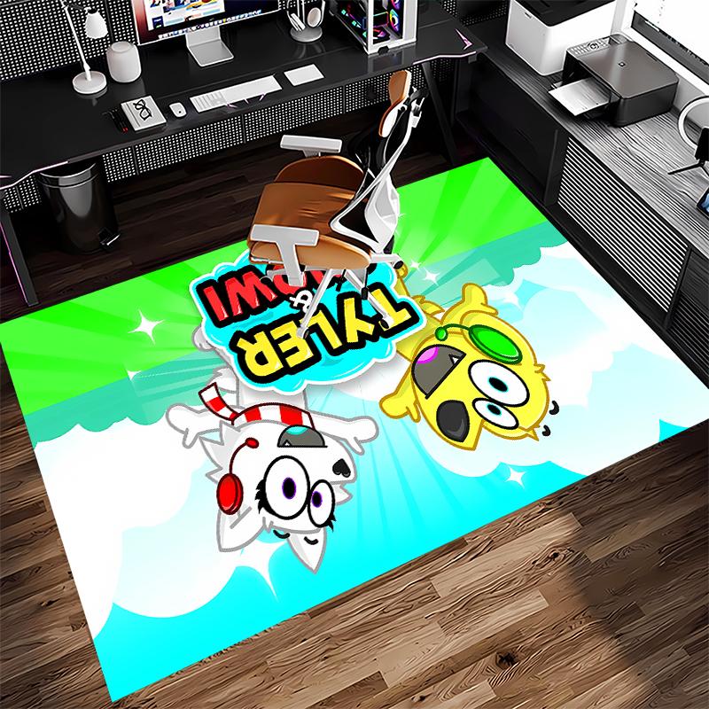 1pc Tyler & Snowi Print Area Rug - Soft,Washable Non-Slip Indoor Mat for Office Chairs,Living Room,Home Office Decorative Rug