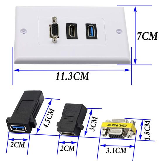 DOONJIEY USB + HDMI-совместимый + порты VGA, полная высокая четкость, 1080P, аудио-видео, настенная панель, лицевая панель