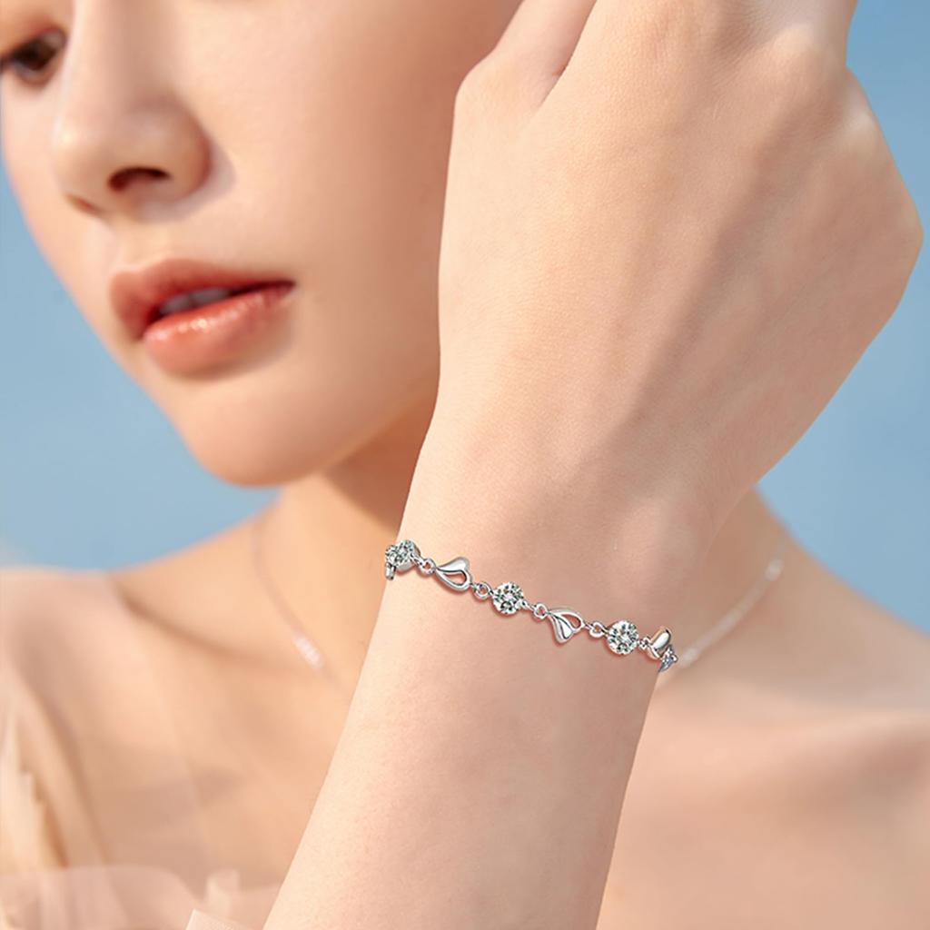 Bracelet for April Power Pure Silver Cubic Popular [Silver Thunder] Women, Birthstone, Stone, Beads, Allergy-Free, High-Grade Zirconia, Amulet,
