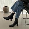 High Heel Skinny Boots Fairy Fairy 2025 New Soft Leather Thick Heel Cigarette Boots Internet Celebrity Fashion Chelsea Short Boots