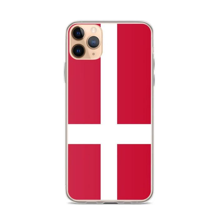 Coque iPhone - Drapeau Danemark - iPhone 11 Pro Max - Souple - Multicolore - Vertical