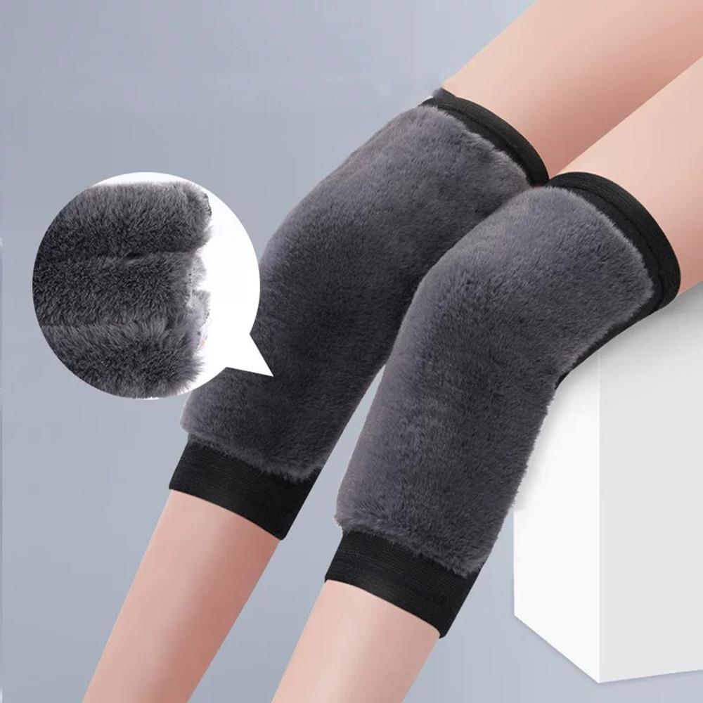 Women Men Cold Leg Arthritis Kneepad Sports Cycling Skiiing Leg Protector 1 Pair Winter Warm Knee Pads Rabbit Fur Leg Warmers